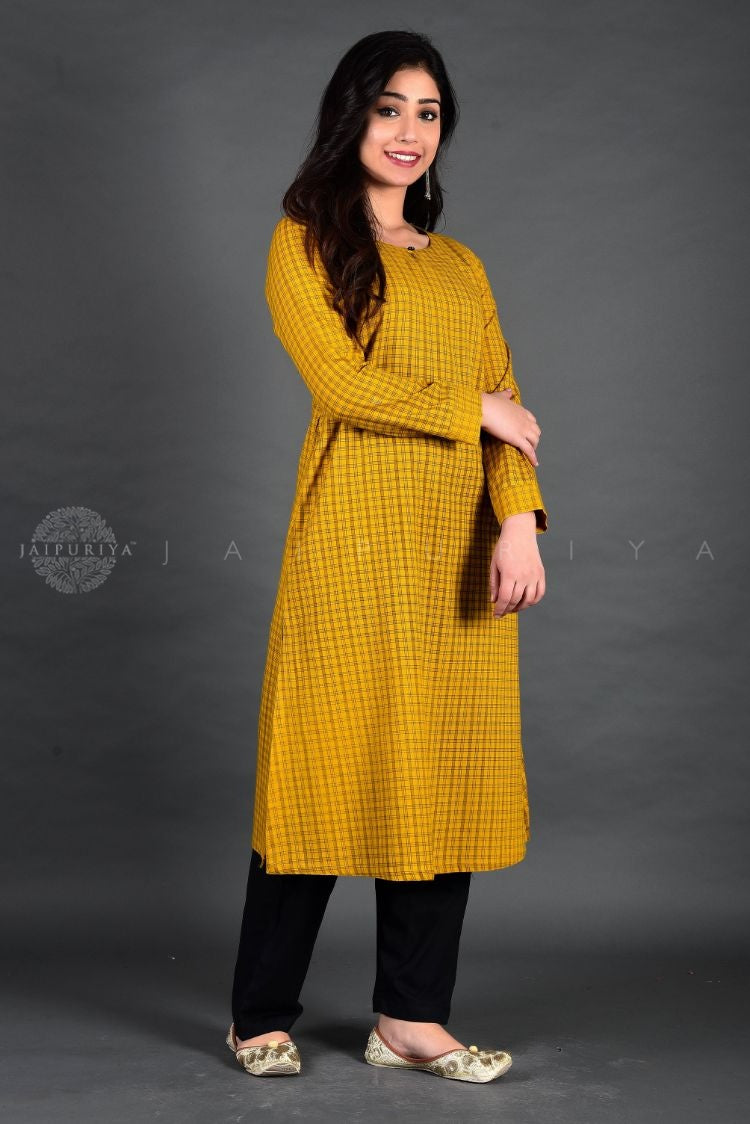 Women Yellow Long Flared Kurti Kurta Traditional Designer Gown Anarkali  Dress | eBay